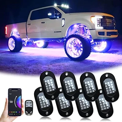 Image of RGB LED Rock Lights with APP/Remote Control, Waterproof IP68 Neon Kits for Pickup Off Road RZR SUV ATV UTV Car 8 Pods