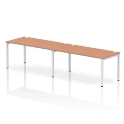 Image of Impulse Bench Single Row 2 Person 1600 White Frame Desk Beech
