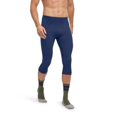 Image of FALKE Men&#039;s Warm 3/4 M TI Functional Yarn Quick Dry 1 Piece Base Layer Bottom, Blue (Space 6116) new eco friendly, S