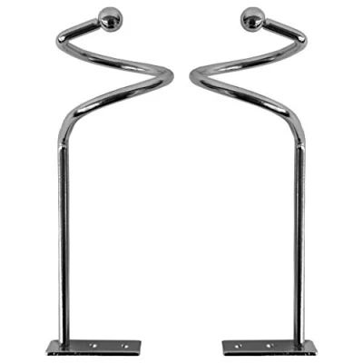 Image of Swish Pair of Metal Curtain Holdback Valance Creator Swags Holders Nickel Effect