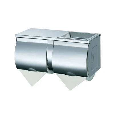 Image of Washroom Hub Stainless Steel Toilet Paper Holder Loo Roll Dispenser Double