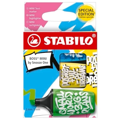 Image of Highlighter STABILO BOSS MINI by Snooze One Pack of 3 Blue, Yellow, Green