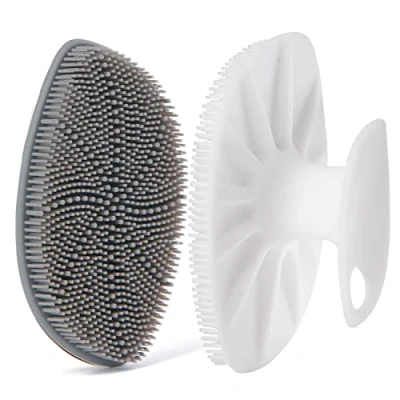 Image of HieerBus Silicone Face Scrubber, Facial Cleansing Brush Wash Brush,Gentle Exfoliator Pad &amp; Massager, for Men Women and Exfoliating(White+Gray)…