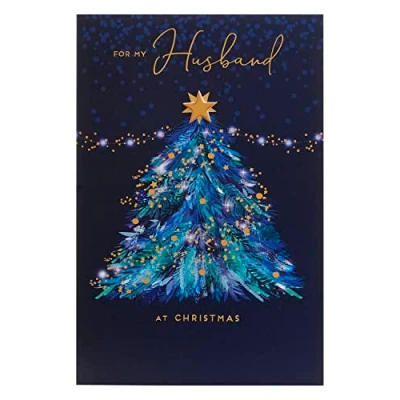 Image of UK Greetings Christmas Card for Husband Tree Design