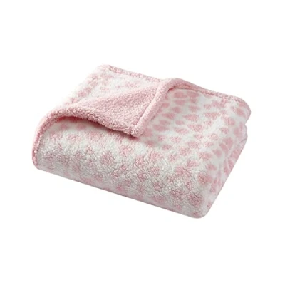 Image of Betsey Johnson Throw Blanket, Ultra Soft Plush Sherpa Home Décor, Reversible All Season Bedding (Ombre in The Hearts Pink, 50 x 60)