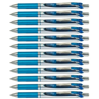 Image of Pentel EnerGel XM Retractable White Barrel Supporting Prostate Cancer UK, 0.7mm tip, Black Ink, (Pack of 12 pens)