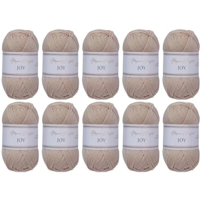 Image of Utopia Crafts JOY Plain Knitting and Crochet Yarn, Soft, Easy Care, 100% Polyacrylic, 10 x 50 g Ball, 150 m (Warm Brown)