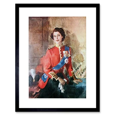 Image of Wee Blue Coo Painting Portrait Queen Elizabeth II England Framed Wall Art Print