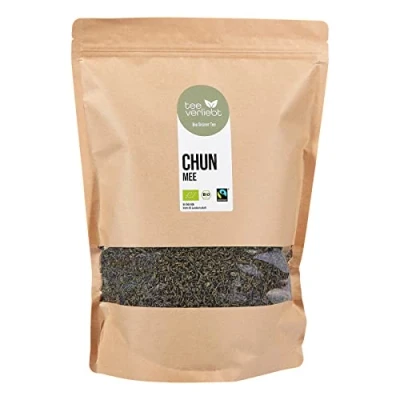 Image of FRUTEG Organic China Green Tea Chun Mee 1000 g Loser Finest Leaf Quality bio from The South Province of Hunan to Fairtrade Standard Lots 1 kg