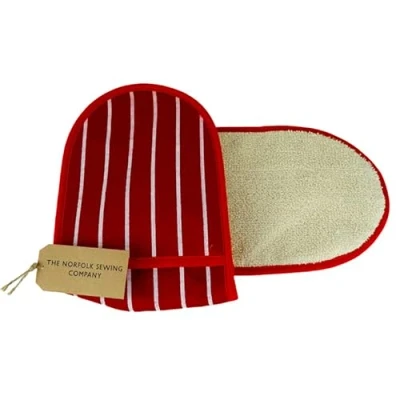 Image of Red Butchers Stripe Double Oven Glove 100% Cotton