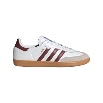 Image of adidas Originals Samba OG Unisex Trainers, Size: 9.5, Footwear white/collegiate burgundy Leather/synthetics