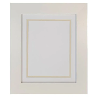 Image of Metro White Photo Picture Poster Frame with on Ivory Double Mount 50 x 40 cm for Image Size 30