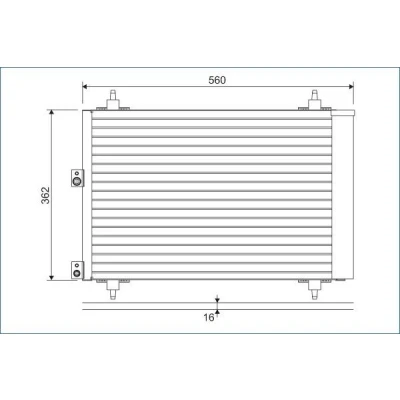 Image of 6455CN Condenser VALEO 814080 without dryer Aluminium 560mm R134a PEUGEOT: Partner II Van, CITROËN: Xsara Picasso