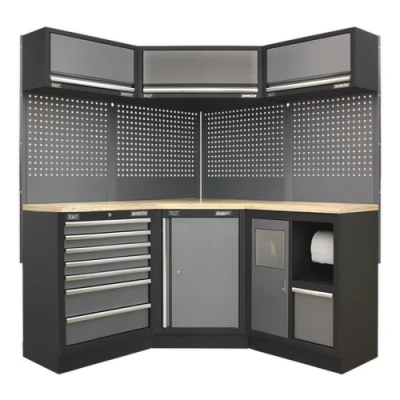 Image of Sealey Superline Pro 1.6m Corner Storage System Wood Worktop