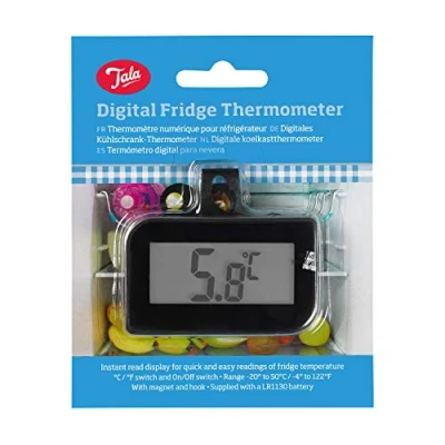 Image of Tala Instant read Digital Fridge Thermomter, Clear and easy to LCD display, with a operating range of 20 +50 degrees celsius, Comes intergrated hanging hook
