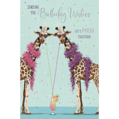 Image of Carte Blanche Female Birthday Card General for Women Party Giraffes with Foil Details Eco Friendly
