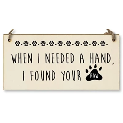 Image of The Plum Penguin Handmade Wooden Hanging Wall Plaque Needed a Hand Found Your Paw Pet Lover Cat Mum Dad Gift Sign