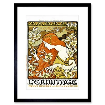 Image of Wee Blue Coo Berthon L&#039;Ermitage Paris Art Nouveau Artwork Framed Wall Print 12X16 Inch