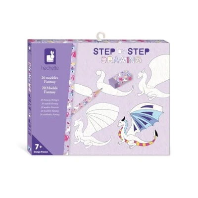 Image of Janod Step by Drawing Learn to Draw 20 Fantasy Models Children&#039;s Kit Learning and Concentrate from Age 7 J09153
