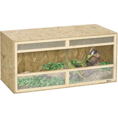 Image of PawHut Reptile Terrarium Vivarium, Climbing Pet Containers, Habitat w/Transparent Sliding Doors, Breathable Mesh, for Lizards, Horned Frogs, Snakes and Chameleons, 100 x 47 47cm