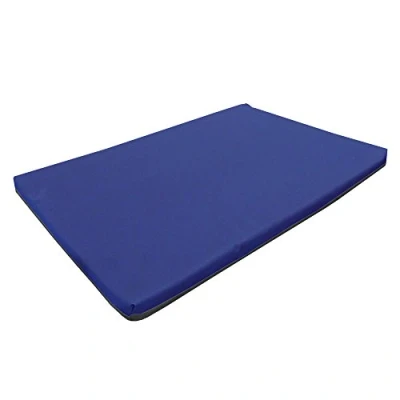 Image of CAROUSEL Medium Waterproof Orthopaedic Rectangle Memory Foam Dog Bed/Travel Mat Blue 82cm x 52cm 5cm