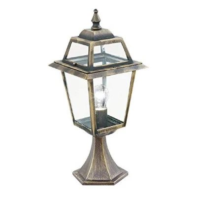 Image of Searchlight 1524 New Orleans Black Gold Outdoor Traditional Lantern Post Pedestal Light IP44 Exterior Rating Ideal for Gardens Driveways Patio Lighting Free Air Freshener Promo