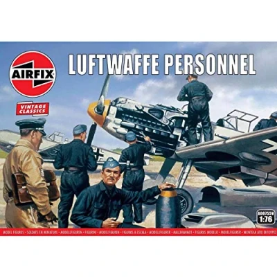 Image of Airfix Model Figures Set A00755V Luftwaffe Personnel Building Kit Accessories, Plastic Kits for Adults &amp; Children 8+, Includes 46 Unpainted Accessory Dioramas
