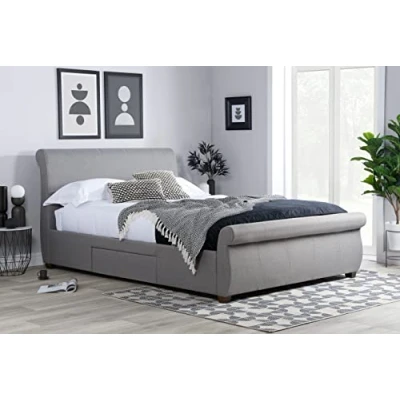 Image of Birlea, Lancaster Fabric Bed, Grey, 135cm