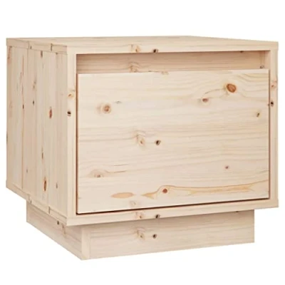 Image of vidaXL Solid Wood Pine Bedside Cabinet Wooden Indoor Home Side Table Nightstand Storage Bedroom Furniture with Floating Feet