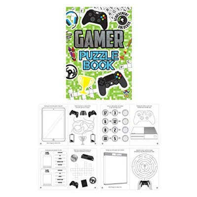 Image of HENBRANDT 12 MINI Gamer Fun Children&#039;s Kids Activity Colouring Puzzle Book