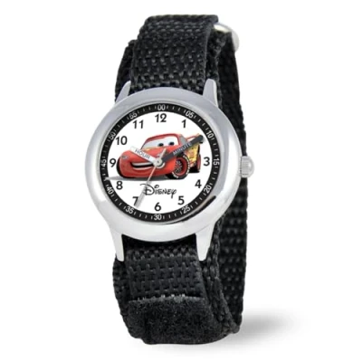 Image of Disney By Ewatchfactory Kids Lightning McQueen Quartz Watch with White Dial Time Teacher Display and Black Nylon Strap W000093