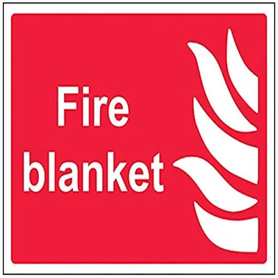 Image of VSafety Fire Blanket Sign Landscape 200mm x 150mm Self Adhesive Vinyl