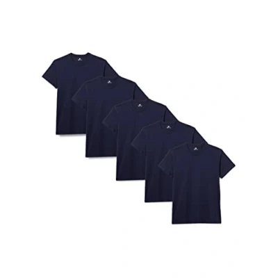 Image of Lower East Men&#039;s Round Neck T Shirt, Dark Blue (Pack of 5), L