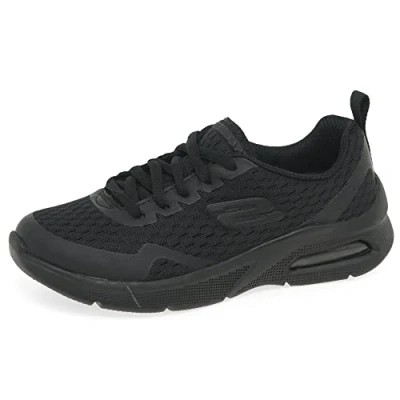 Image of Skechers Boys Microspec Max Sneaker, Black Textile Trim, 5 UK