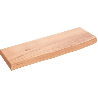 Image of vidaXL Wall Shelf Handmade Solid Oak Wood Light Brown Live Edge Ideal for Home or Office 60x20x4 cm