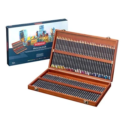 Image of Derwent Procolour Colouring Pencils Set Of 72 In Wooden Gift Box, 4mm Round Core, Premium Core Strength, Smooth Texture, Ideal For Fine Art Drawing &amp; Colouring, Professional Quality, 2302524