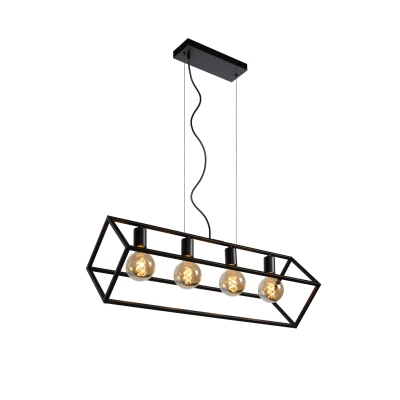 Image of Fabian Modern Bar Pendant Light 4xE27 Black