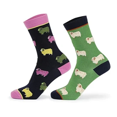 Image of Aubrion Women&#039;s Bamboo Sheep Socks Pack of 2, Green, Black, Pink, One size