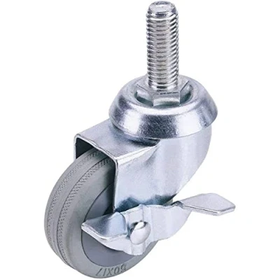Image of Draper Swivel Bolt Fixing Rubber Castor with Brake, 100mm Diameter, S.W.L. 80kg