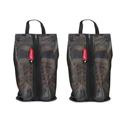 Image of Pack all Water Resistant Shoe Bags for Travel, Storage Organizer Pouch with Zipper, Multi Color Men Women (2 Black)