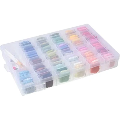 Image of Tiardey 100 Colors Embroidery Floss Cross Stitch Thread Friendship Bracelets with Organizer Storage Box Sewing Tools Included
