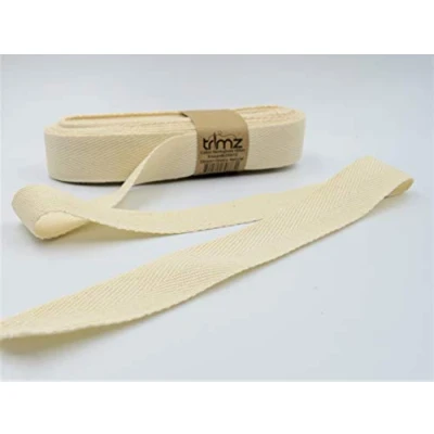 Image of Trimz 100% Cotton Herringbone Tape, Natural, 25mm x 5m
