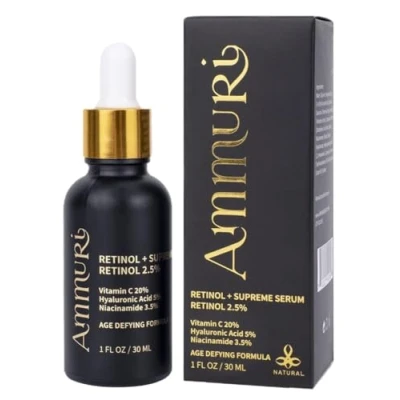 Image of Ammuri Retinol 2.5% Serum with Vitamin C for Face, Hyaluronic Acid Serum, &amp; Niacinamide Face Dark Spot Correcting Acne Treatment