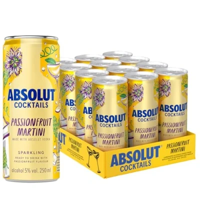 Image of Absolut Passionfruit Martini Vodka Pre Mixed Drink Can, 25 cl x12 (Case of 12)