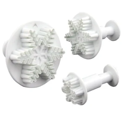 Image of Accessotech 3 Sugarcraft Snowflake Cutter Plunger Cake Fondant Craft Decorating Tool Xmas