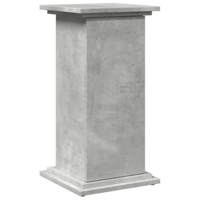 Image of vidaXL Display Stand with Storage Pillar Style, Concrete Grey Engineered Wood, 31x30x60 cm, Two Tier, Hidden Compartments