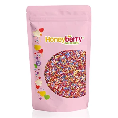 Image of HONEYBERRY INCLUSIONS Small 6 Colour Sugar Strands Mix 200g Premium Edible Decorating Vermicelli Sprinkles for Baking, Cupcake and Cake Decorations, Ice Cream, Dessert Icing Decoration Toppers