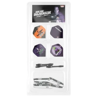 Image of Bull&#039;s NL Dirk Van Duijvenbode Aubergenius Flight Shaft Kit Dart Set &amp; 8 Pieces