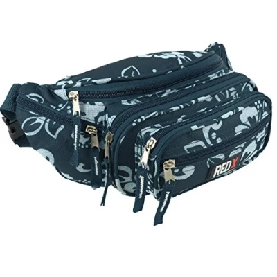 Image of Ladies Mens Canvas Hibiscus Waist Bum Bag Fanny Pack by RED X ® Travel Holiday Security