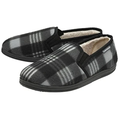 Image of Dunlop Raymond Mens Moccasin &amp; Full Slippers Grey 9 UK